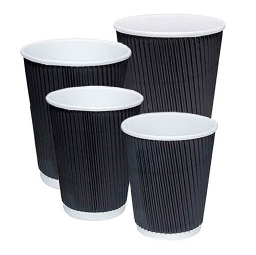 Unbranded Black Ripple Cups 500 x 16oz